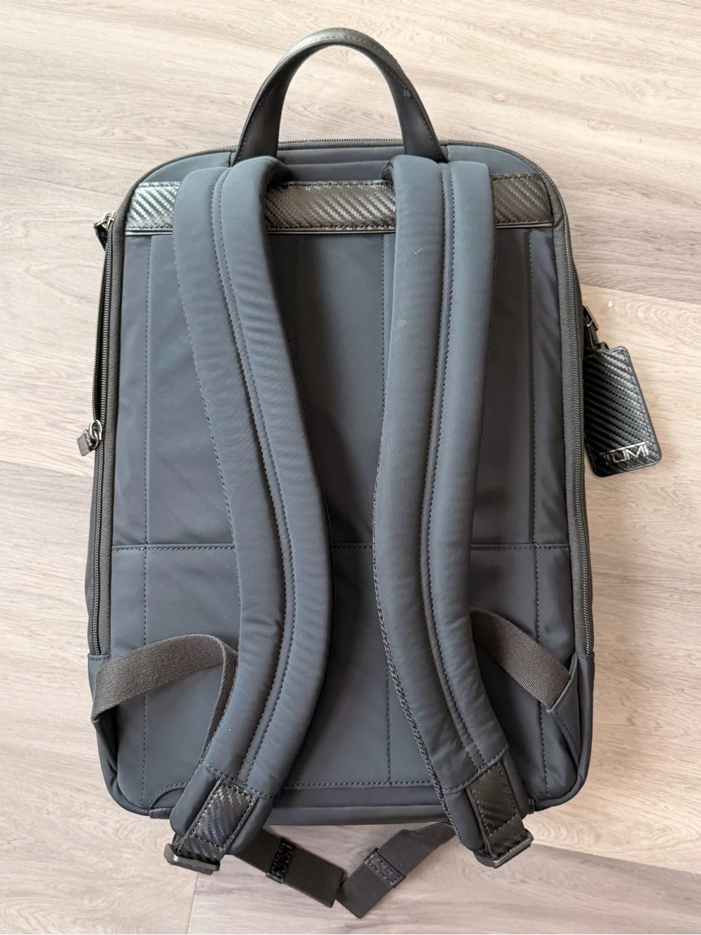TUMI Monroe Foxwood Black BackpackCarbon Fiber Accents